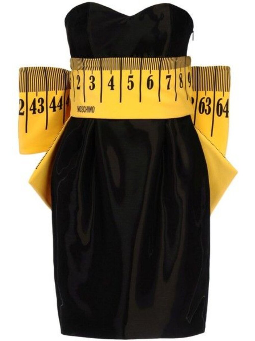 New Moschino Couture Strapless Measuring Tape Mini Dress Black Bow US 4 IT 38 - Picture 4 of 16